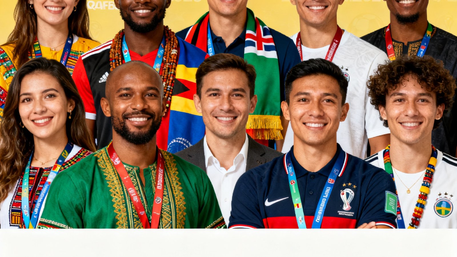 2026世界杯官网导航团队合影,不同国籍成员展示多元文化背景